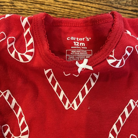 NWOT CANDY CANE CHRISTMAS PAJAMAS - CARTERS SIZE 12M - Picture 4 of 6